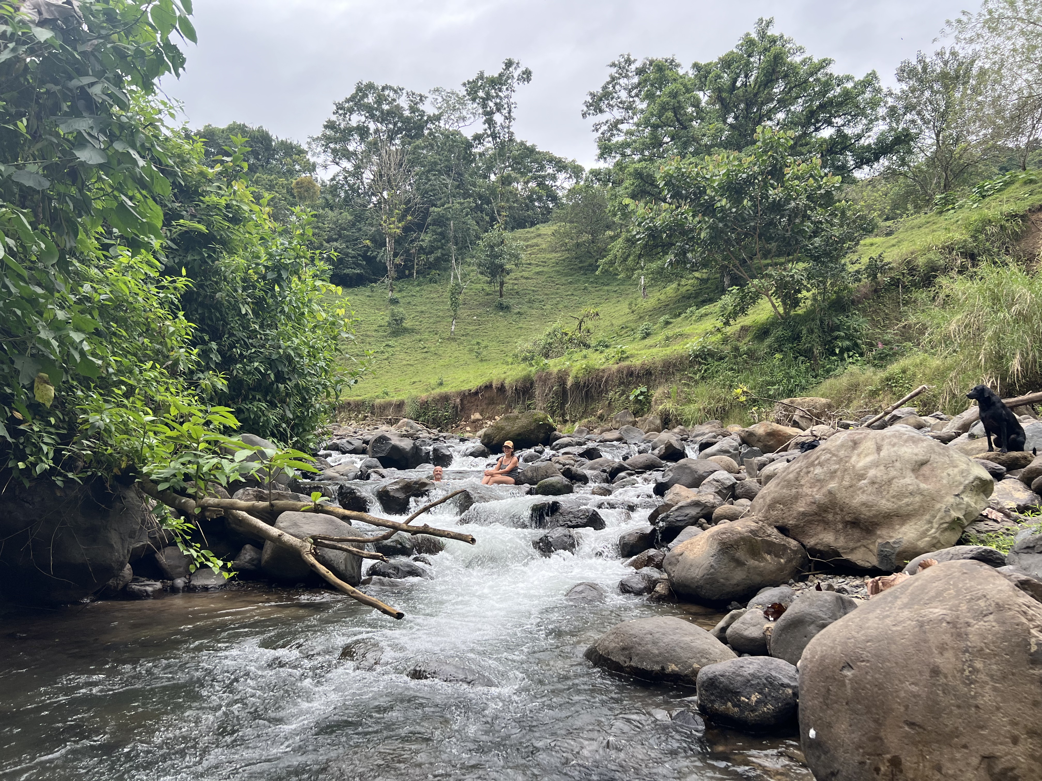 Swimming in the river that runs through the finca