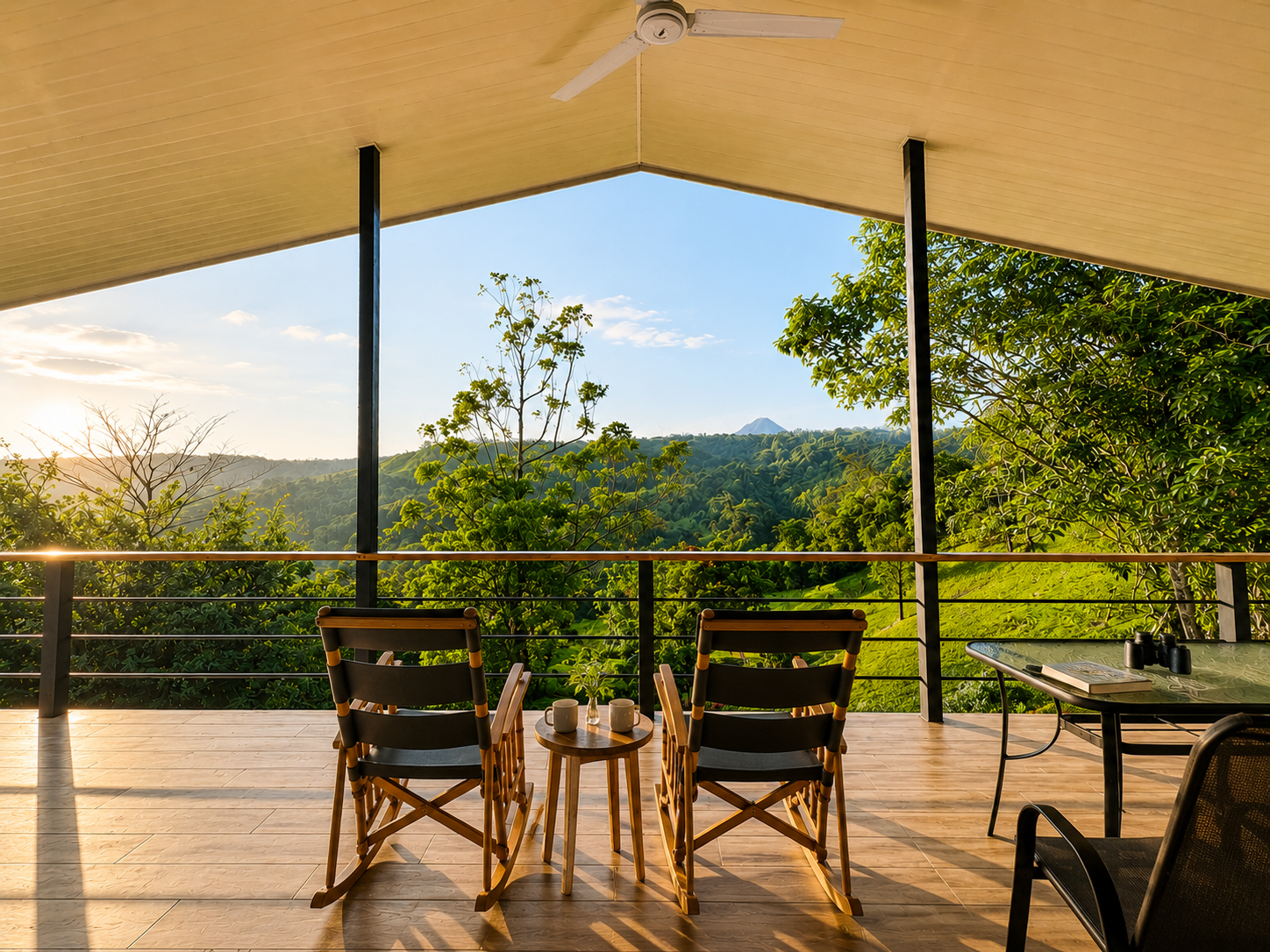 Sunrise coffee on the deck at Casa Venado